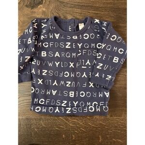 Petit‎ Lem Baby Navy Alphabet Print Long Sleeve Top 9M
